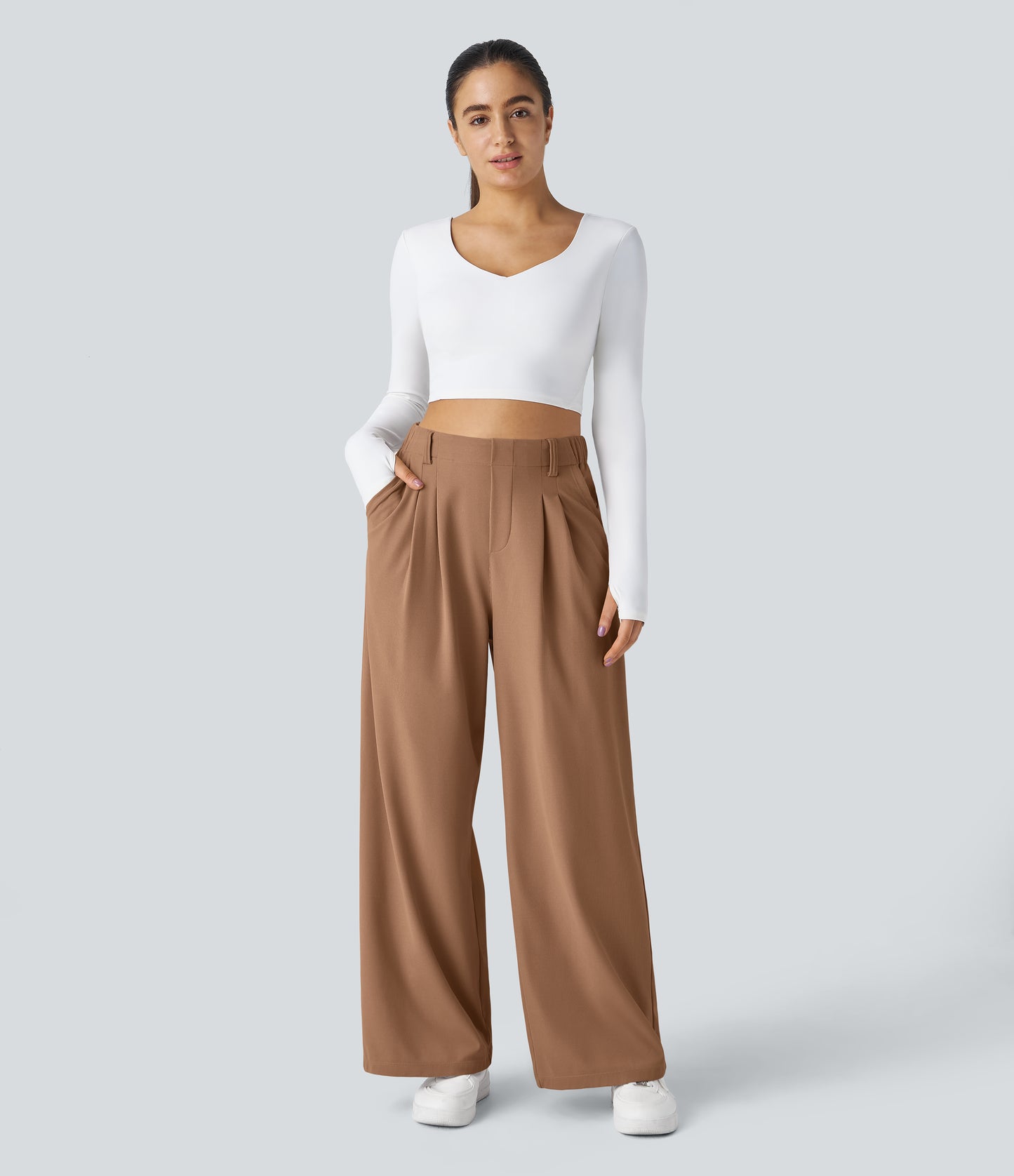 FYsuper-Women’s High Waist Wide Leg Waffle Pants — Comfort Meets Effortless Style