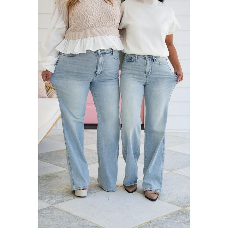 🏆Vintage Wash Plus-Size Jeans -Stretchy, Straight Leg & Butt-Lifting Fit
