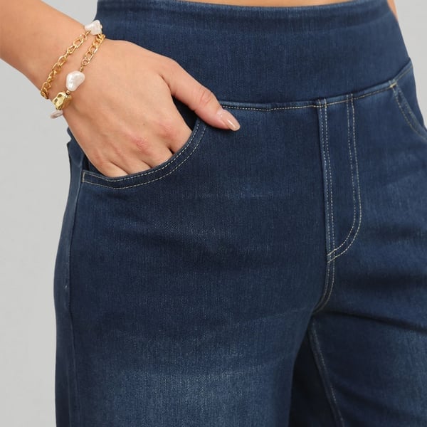 🔥 [Buy 2 Free Shipping] - Plus Size High Waist Comfy Stretch Knit Wide Leg Jeans with Multiple Pockets