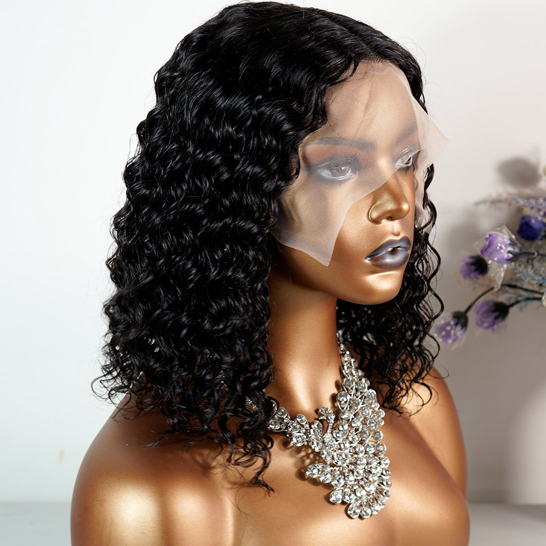 Cross-Border Women'S European And American African Small Rolls Wigs Fashionable Short Curl Front Lace Wigs Chemical Fiber Full Head Cover
