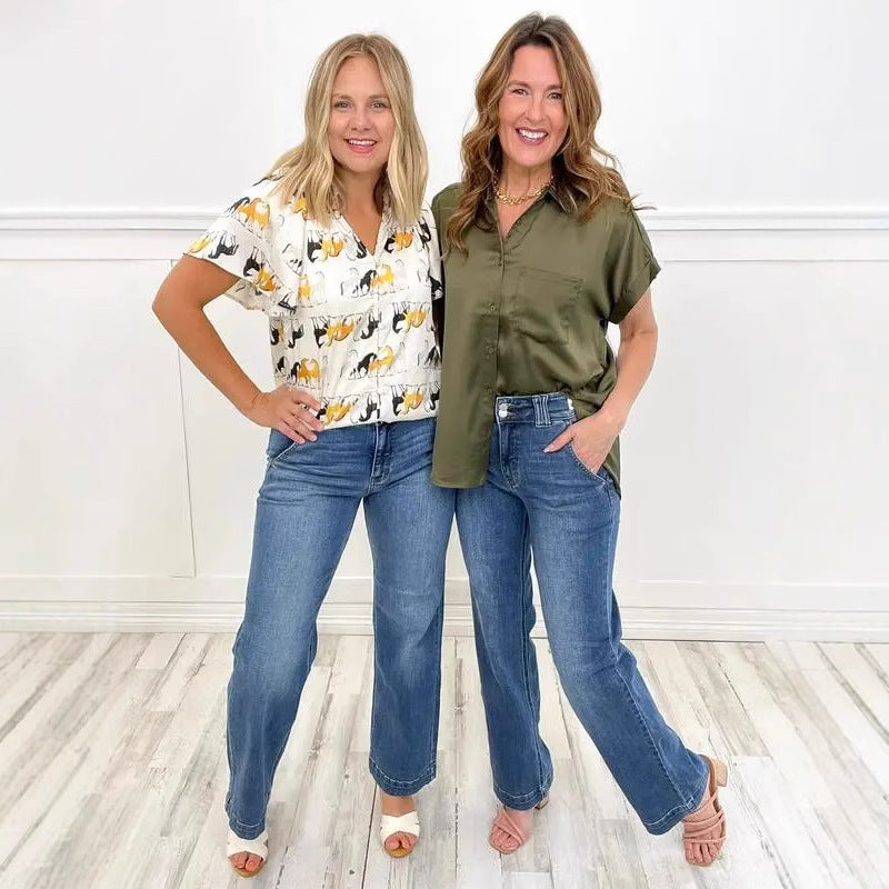 Women's Stretch Casual Pants with Elastic Waist - Soft Bootcut Trousers for Women - Perfect for Work, Travel & Lounge (Plus Size Available)