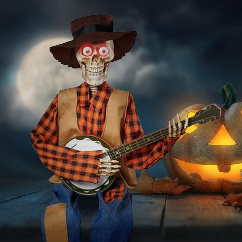 Cross-Border Halloween Animated Banjo Skeletons Halloween Skeletons Decorative Ornaments