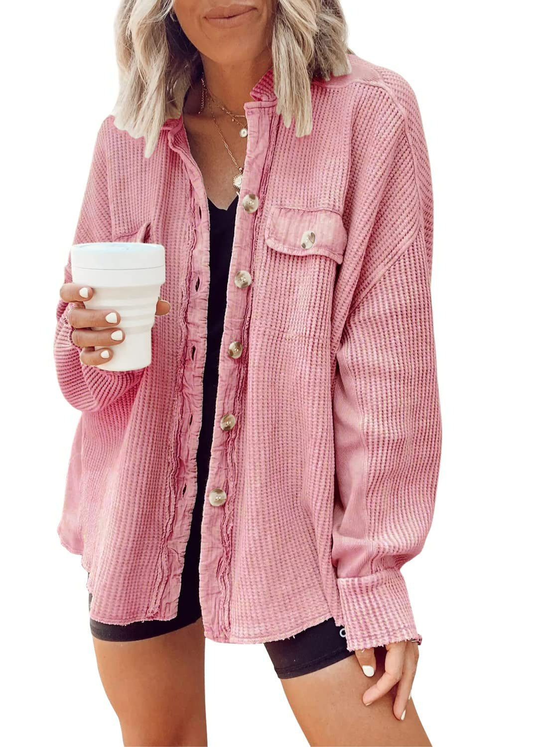 2025 European And American Cross-Border Autumn New Jacket Fashionable Casual Lapel Pocket Splicing Irregular Shirt Jacket For Women