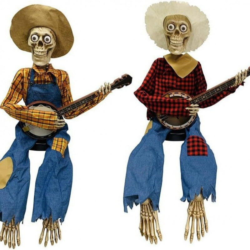 Cross-Border Halloween Animated Banjo Skeletons Halloween Skeletons Decorative Ornaments