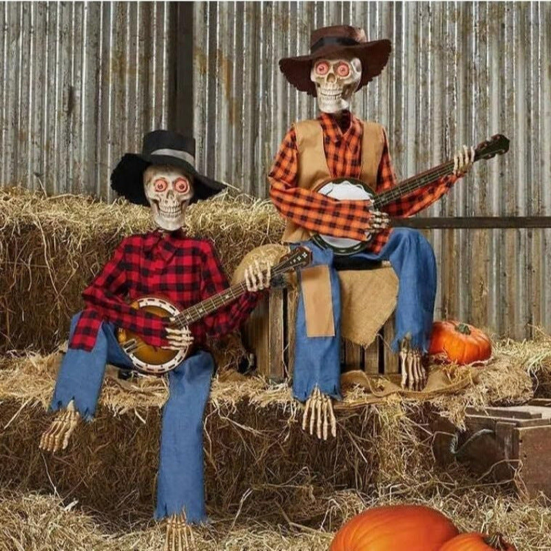 Cross-Border Halloween Animated Banjo Skeletons Halloween Skeletons Decorative Ornaments
