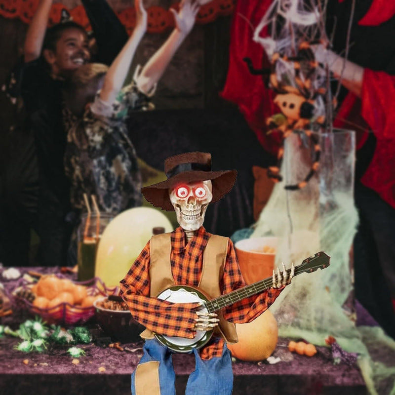 Cross-Border Halloween Animated Banjo Skeletons Halloween Skeletons Decorative Ornaments