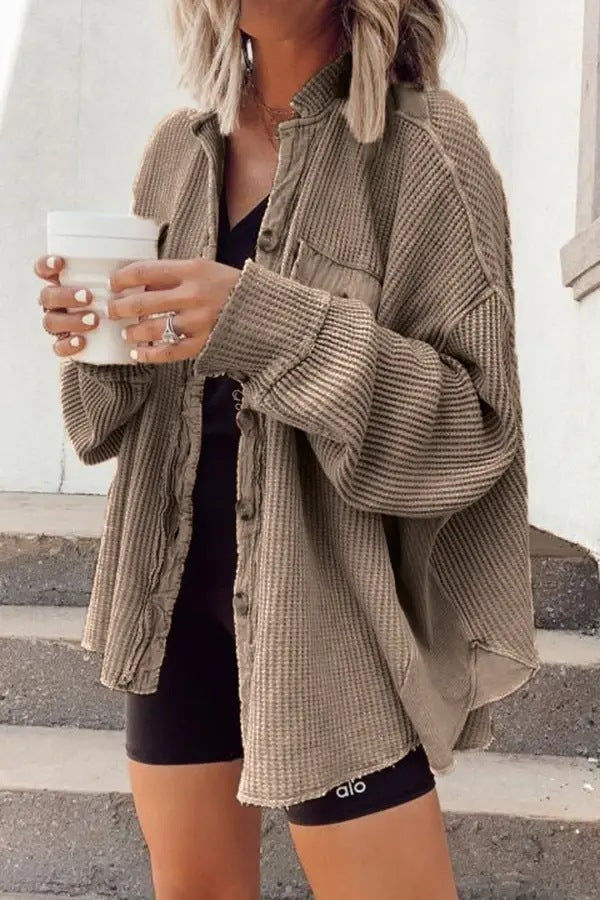 2025 European And American Cross-Border Autumn New Jacket Fashionable Casual Lapel Pocket Splicing Irregular Shirt Jacket For Women