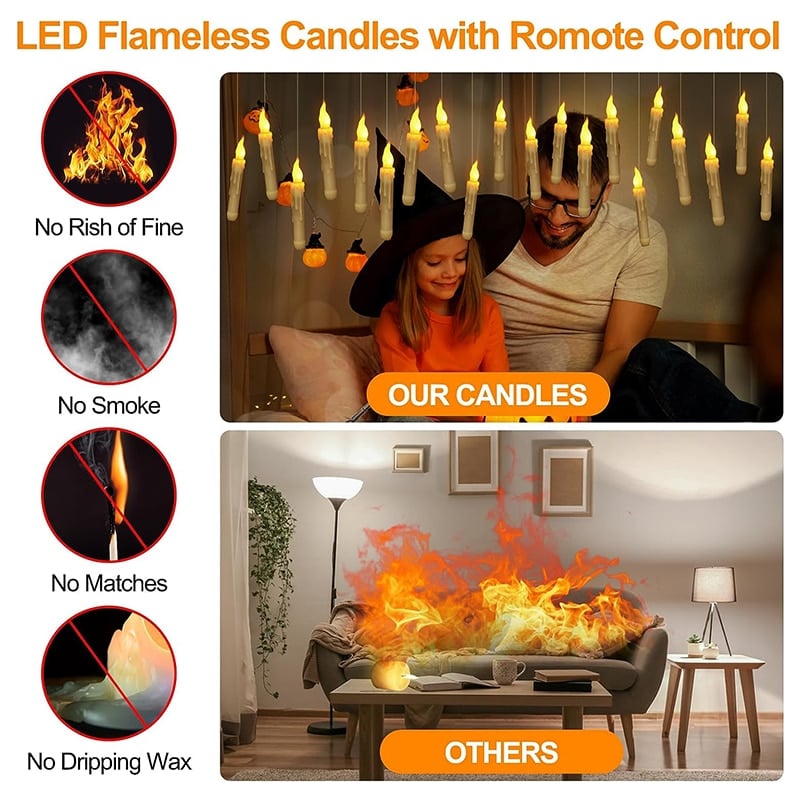 🕯️✨ 12-Pack Magic Wand Remote Candles + Wireless Wand | Amazon's Choice 🎃 🕯️✨The Most ENCHANTING Halloween Decor! ✨🕯️