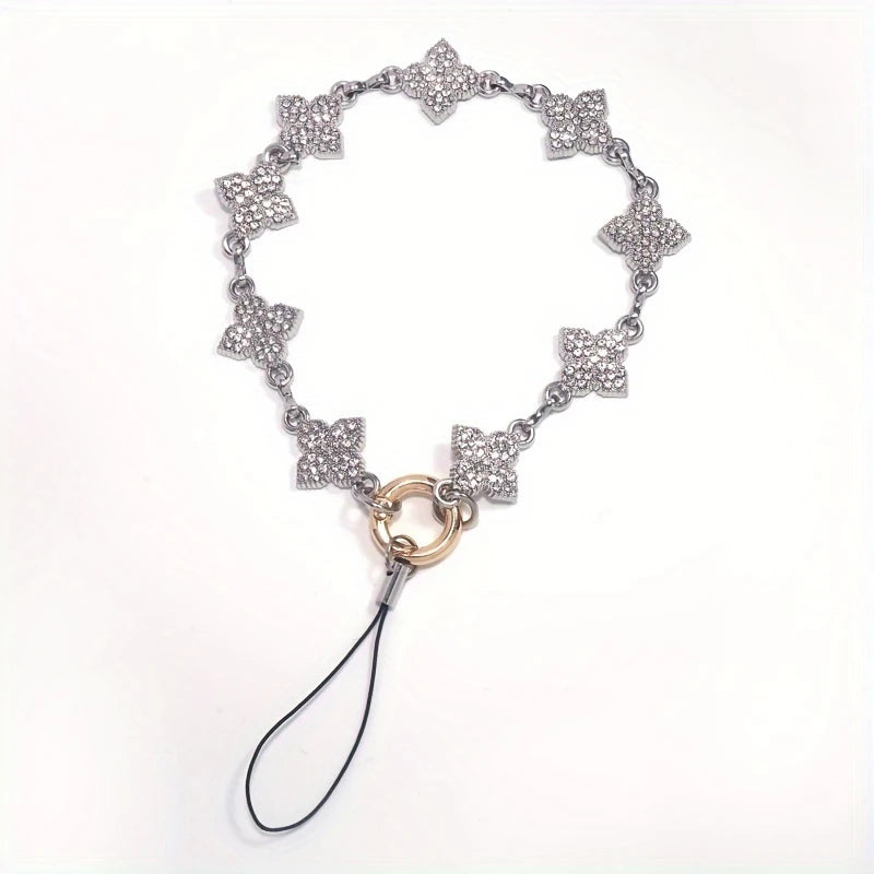 Mobile Phone Lanyard with Sparkling Rhinestone Pendant, Luxurious Female Hanging Ornament, Short Style, Phone Case Hanging Rope, Wrist Camera Chain, Wrist Strap