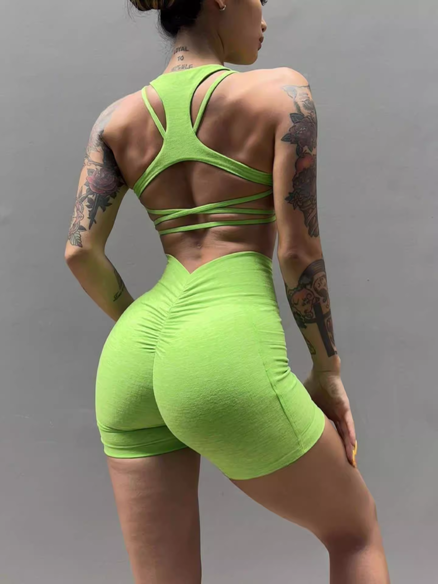 Set Cationic Nude Feeling Furious Sports Lingerie Sexy Beautiful Back Peach Buttock Fitness Yoga Tight Shorts