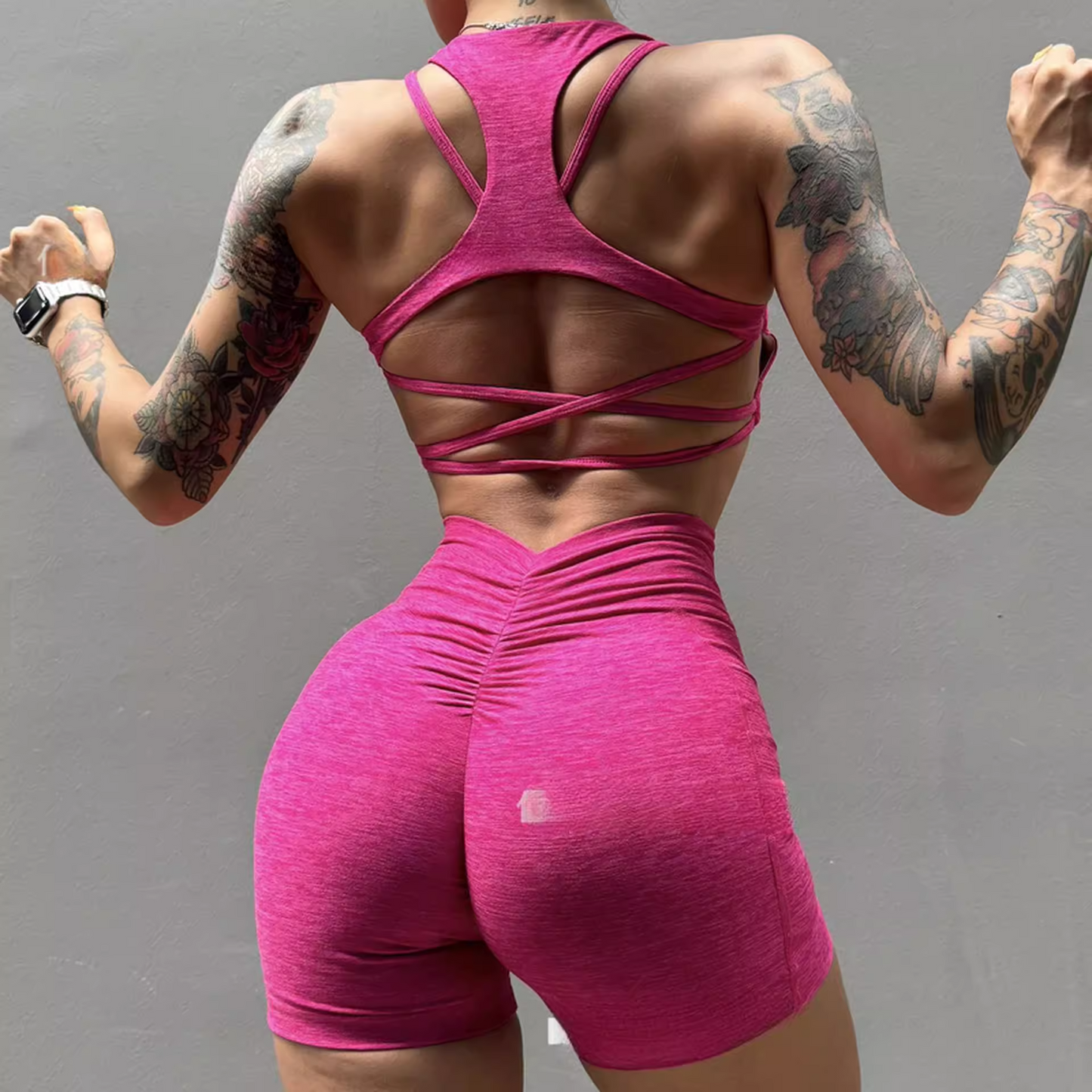 Set Cationic Nude Feeling Furious Sports Lingerie Sexy Beautiful Back Peach Buttock Fitness Yoga Tight Shorts