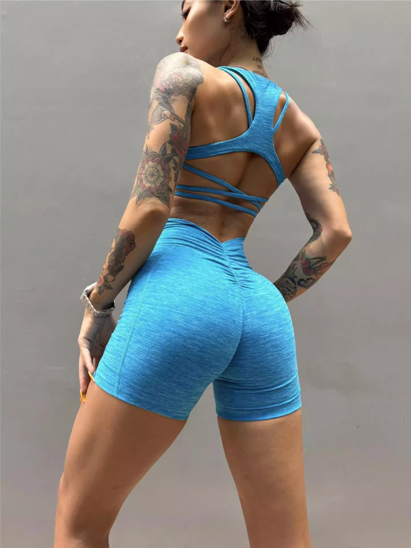 Set Cationic Nude Feeling Furious Sports Lingerie Sexy Beautiful Back Peach Buttock Fitness Yoga Tight Shorts