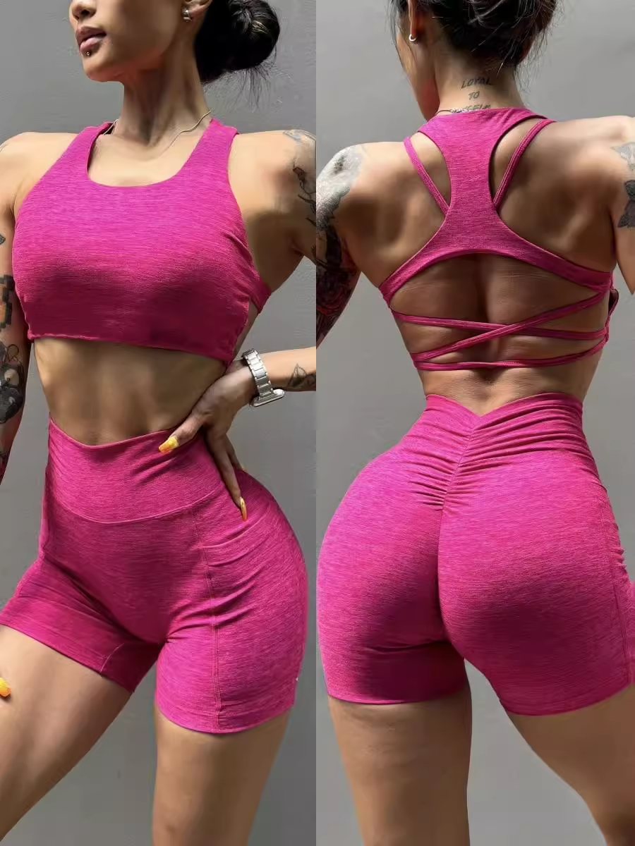 Set Cationic Nude Feeling Furious Sports Lingerie Sexy Beautiful Back Peach Buttock Fitness Yoga Tight Shorts